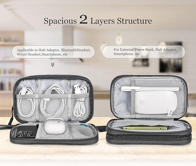Electronic Organizer Travel Cable Accessories Bag, Electronic Organizer Case, Waterproof Electronic Accessories Organizer Bag for Power Bank, Charging Cords, USB Cable (Dark Gray)