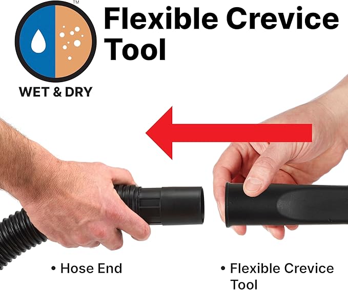 Shop-Vac 9017900 Flexible Crevice Tool, 1.25 Inch Diameter x 12 Inch Length, Accessing Tight Spaces and Corners, (1-Pack)