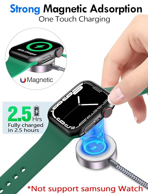 Travel Essentials for Apple Watch Charger,iPhone Charger,3 in 2 Type C/L/Magnetic Fast Charging Cable,Multi Charging Cable Portable Designed for iWatch Series,iPhone 17-11,Galaxy S26-S21,Car-6FT