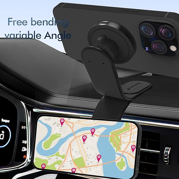 MagSafe Car Mount Charger, 15W Fast Magnetic Wireless Car Charger, Magnetic Phone Holder with 360° Adjustable Mount and Memory Alloy Bendable Arm for iPhone 17/16/15/14/13/12 Series