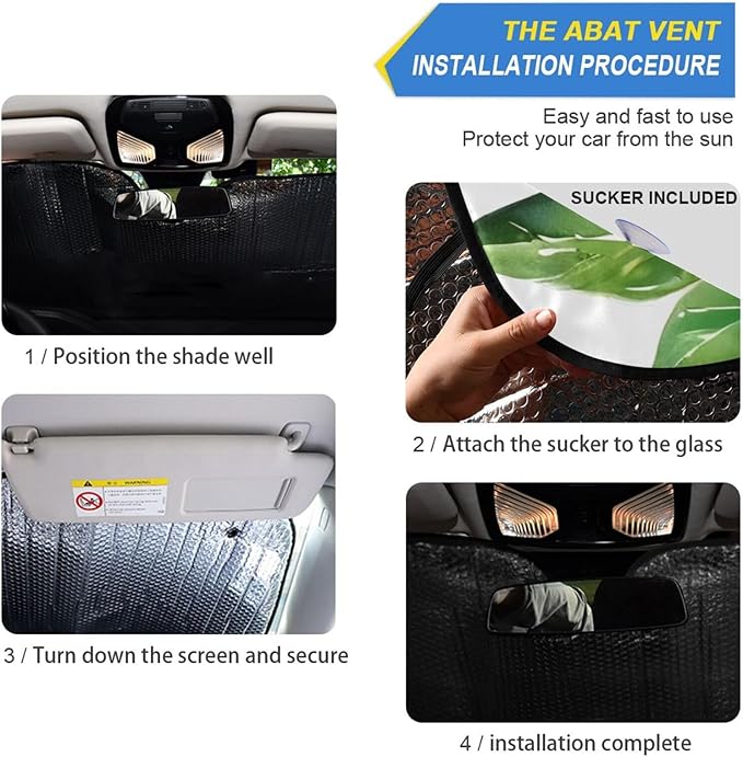 Blueberry Blue Fruits Watercolor Windshield Sunshade Car Sun Shade Blocks UV Rays Visor Protector Accordion Folding Sun Reflector Auto Sunshade for Truck SUV