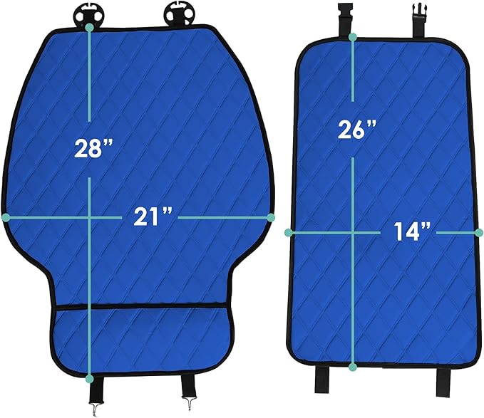 FH Group Car Seat Cushion – Neosupreme Single Front Seat Cover with Front Pockets, Airbag Compatible, Universal Fit Car Seat Cushion for Driver or Passenger Seat, SUV, Truck, Sedan & Van – Blue