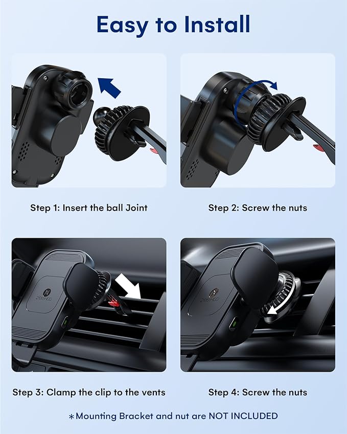 ZEEHOO Car Mount Vent Clip Replacement, Universal Air Vent Clip [0.67in(17 mm) Ball Joint] for Wireless Car Charger&Car Phone Holder, Vent Ball Mount for Garmin Nuvi Serie 3.5-7" Sat Nav
