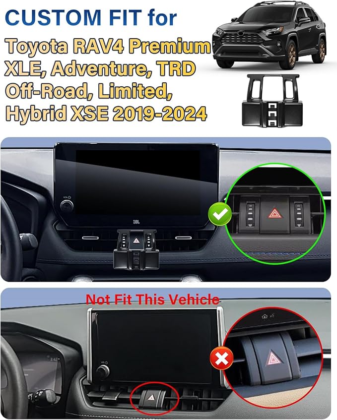 Phone Mount for Toyota RAV4 2019-2024 Premium XLE, Adventure, TRD Off-Road, Limited, Hybrid XSE Accessories Car Magnetic Phone Holder for MagSafe, Strong Magnets Fast Wireless Charger Cell Phone Base