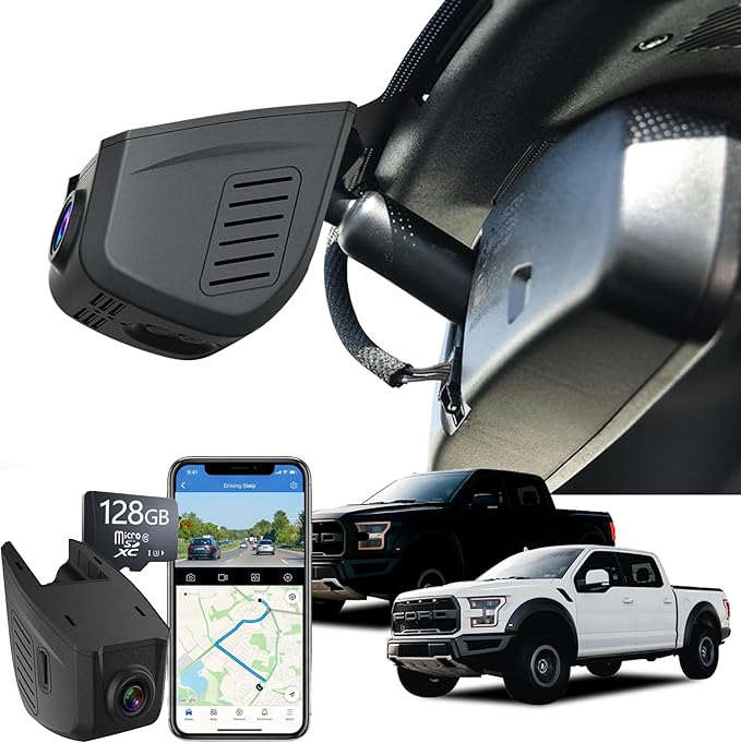 4K Ford F150 Dash Cam for 2013-2026 F250/F350/F450 Super Duty 2015-2026 XLT Lariat King Ranch Raptor,OEM Look,G-Senson,UHD 2160P Video,WiFi,App,128GB Card
