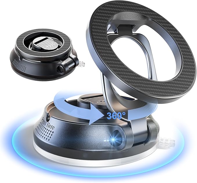 SUPERONE Magnetic Suction Cup Phone Holder for Magsafe, [88+LBS Ultra Grip & 2800gf Magnetic Power] 360° Adjustable Car Phone Mount, Cell Phone Holders for Your Car for iPhone 17 16 15 14 13 12 Series