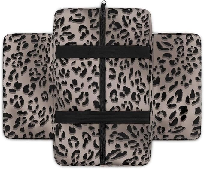 Car Armrest Storage Box Mat, Grey Leopard Car Center Console Cover, Vehicle Armrest Seat Box Cover Accessories Interior Protection for Most Vehicle, SUV, Truck, Car