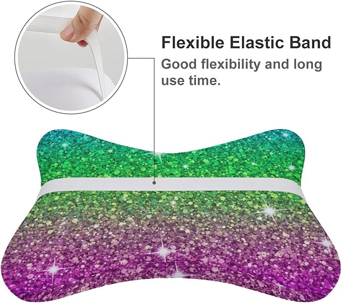 Headrest Pillow for Car Seat, 2 Pcs Memory Foam Neck Support Pillow for Neck Pain Relief, Compatible with Beautiful Turquoise Bling Glitter Sparkles Pattern Car Office Soft Travel Pillow