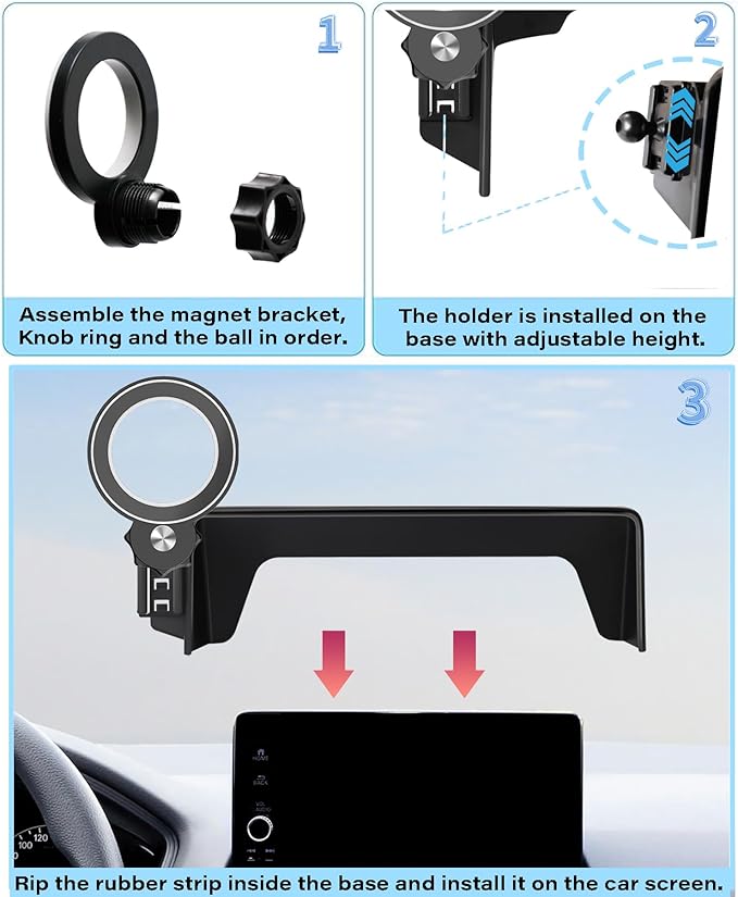 Car Phone Holder for Honda Civic 2022-2026 / Acura Integra 2023-2025 Accessories Apply to 7/9 Inch Touch Screen Fixed Clip Magnetic Cell Phone Mount Hands-Free 360 Degree Rotation