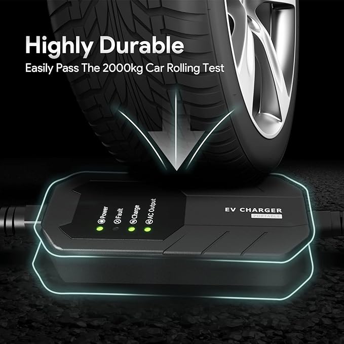 Megear Level 1&Level 2 EV Charger with Five adapters, 16A, 100-240V, 23FT, Portable Electric Vehicle Charger, Fast EV Home Charging Station