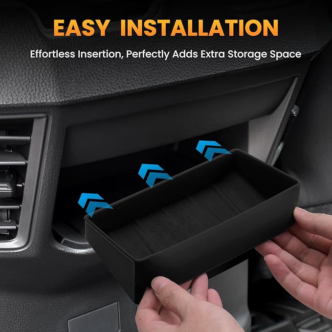 Autorder Rear Center Console Organizer for 2022-2025 2026 Toyota Tundra SR/SR5 Accessories - Rear Armrest Box Air Vent Storage Box - Silicone Black