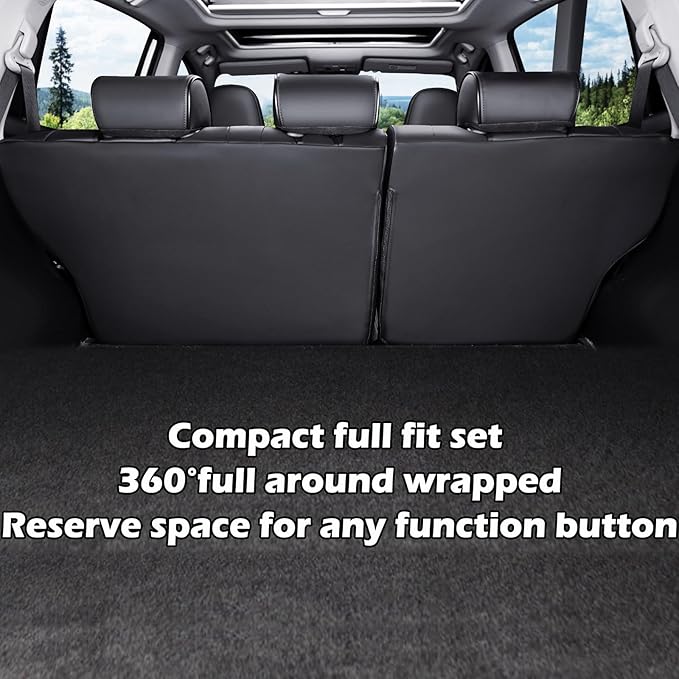 HKZ Fit RAV4 Car Seat Cover Set for 2013 2014 2015 2016 2017 2018 Toyota RAV4 Limited XLE SE Platinum Adventure-Leather(Black)