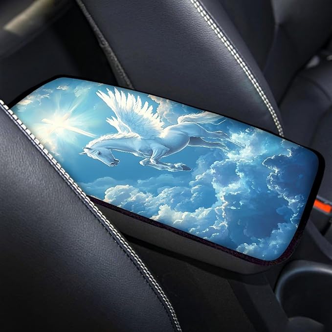 Horse Cross Armrest Cover Pad Soft Car Center Console Armrest Cushion Cover for Vehicle SUV Truck Car Auto Accessory