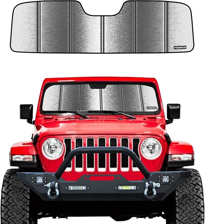Windshield Sunshade for Jeep Wrangler JL 2018-2026, Gladiator 2020-2026 Front Window Shade- Metallic