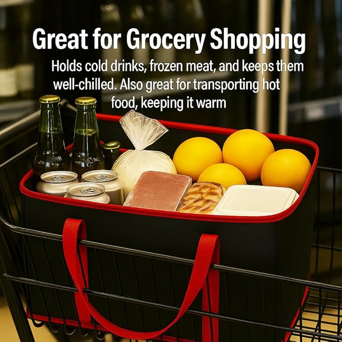 musbus 2 Pack Jumbo Chillout Thermal Tote, Foldable Insulated & Reusable Food Delivery Bag for Groceries, Potlucks, Sundries & More Cooler Bag Insulated Grocery Bags Large Freezer Shopping