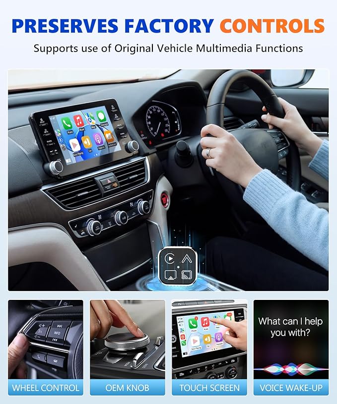 2026 4-in-1 Mini Wireless CarPlay & Android Auto Adapter Support AirPlay/MirrorLink, Convert Wired to Wireless, Auto-Connect for Daily Commute, 5.8GHz Stable Connection, Plug & Play Dongle