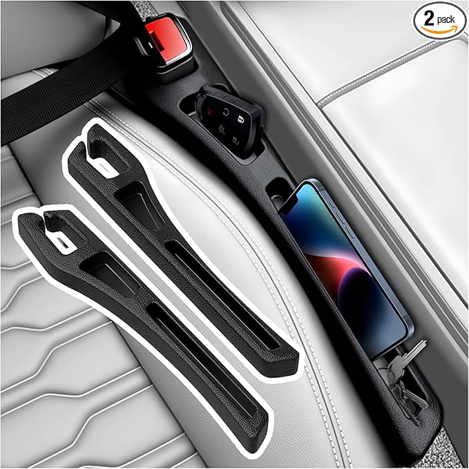 2PCS Upgraded Car Seat Gap Filler Organizer with Phone Holder,2 in 1 Car in Between Cars Seat Catcher for Filling Gaps,Versatile Cars Gap Seats Filler as Under Seats Storage