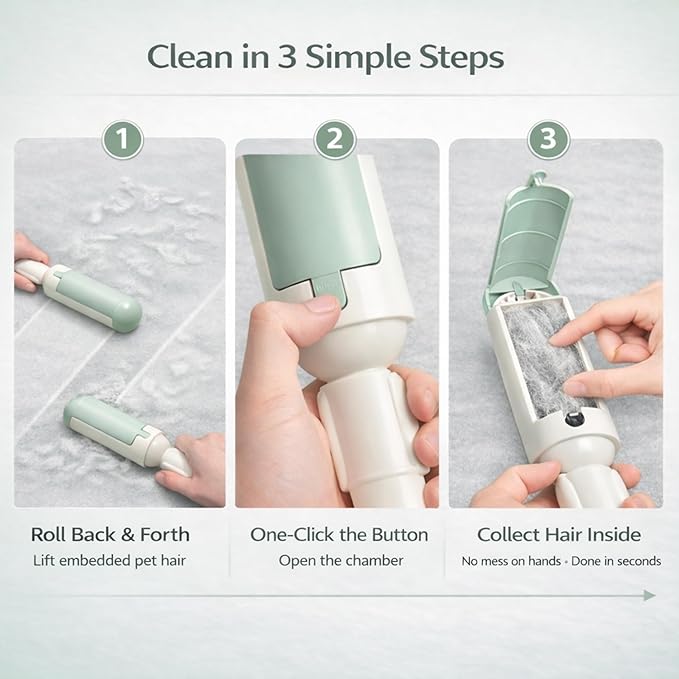 Pet Hair Remover Roller- Pet Hair Removal Tool with Strong Grip for Effortless Cleaning- Pet Hair Roller Lifts Fur from Clothes, Furniture & Car- Keep Your Home Fur-Free with Easy Cat Hair Lint Roller