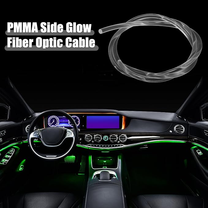 ACROPIX 1.5m 4.92ft 10mm 0.39" Transparent Universal PMMA Optic Fiber Side Glow Cable Fiber Optic Cable for Car - Pack of 1