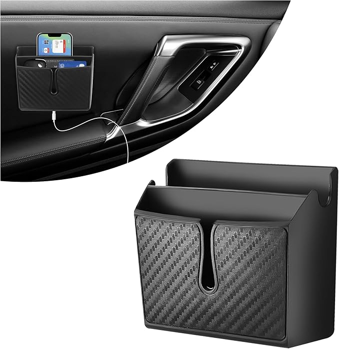 OFBAND Multifunctional Car Organizer and Storage with Sticky, Universal Car Accessory Storage Box for Phones, Cards, Keys (Carbon Fibre)