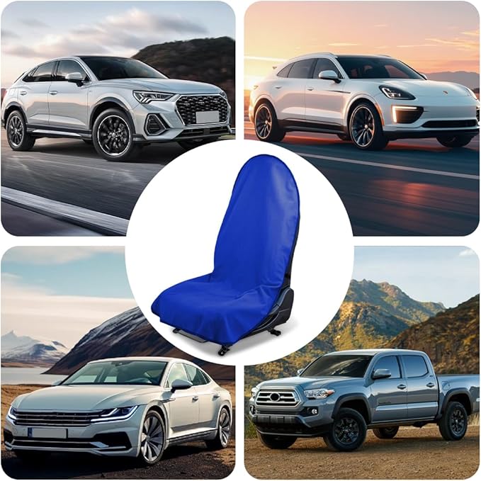 Car Towel Seat Cover, Performance Microfiber Washable Non Slip Vehicle Front Seat Covers, Sweatproof Automotive Interior Chair Protectors, Universal for SUV Automobile Truck (Dark Blue)