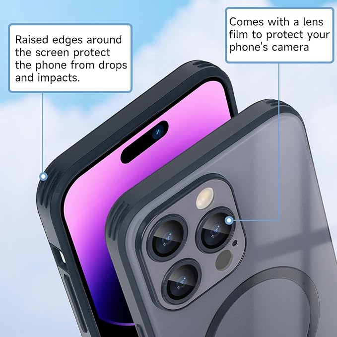 Guppy Compatible with iPhone 15 Pro Max Case Magnetic, with Full Camera Lens Protector [Compatible with MagSafe] Scratch Resistant Gradient Glass Back Cover Phone Case-Black