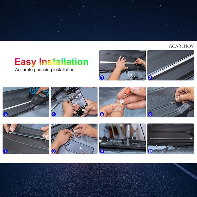 Acrylic Car LED Ambient Light, Fiber Optic Interior Light Strip, 24 Million Types, Ambient Light KKT that Swings with The Melody of Music (Dreamcolor 14 in 1)
