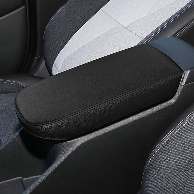 Console Cover for 2024 2025 2026 Chevrolet Trax (LS/1RS/LT/2RS/ACTIV) Leather Center ArmRest Box Cover Pad 2024 2025 2026 Chevy Trax Accessories Protector Cushion (Black Stitches)