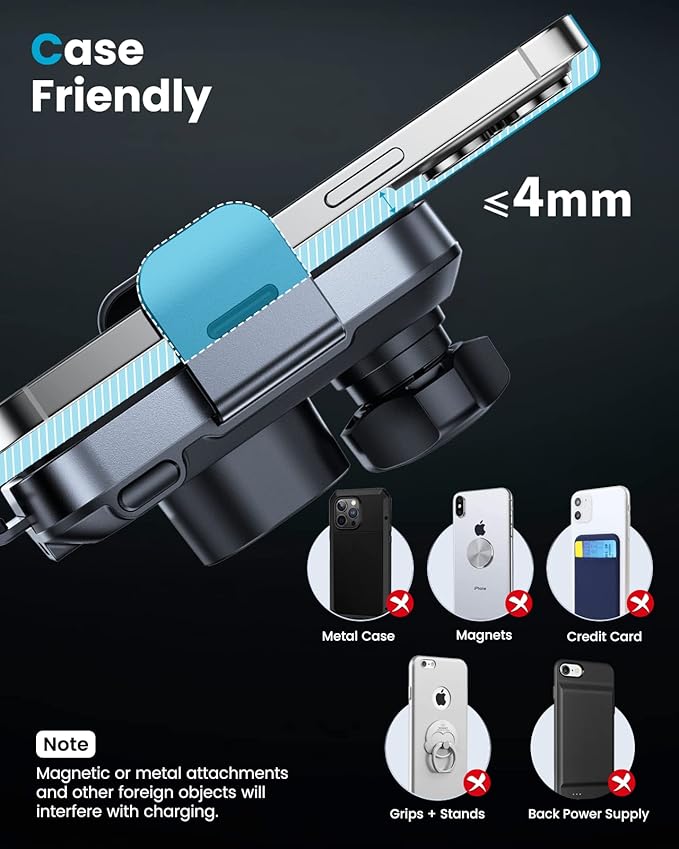 APPS2Car Dual Coil Wireless Car Charger Auto Clamping 15W Cup Holder Phone Wireless Charger Mount Fast Charge Tri-Pivots Height Adjustable Phone Holder Car Truck for iPhone 12-17, Samsung, LG, etc.