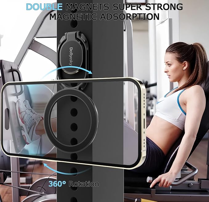 Doflyesky Magnetic Phone Ring Holder with Magsafe, Double Adjustable Gym Finger Ring Grip, Removable Phone Grip, for iPhone, iPad and Smartphones, Compatible with Magnetic Car Mount (Colorful)