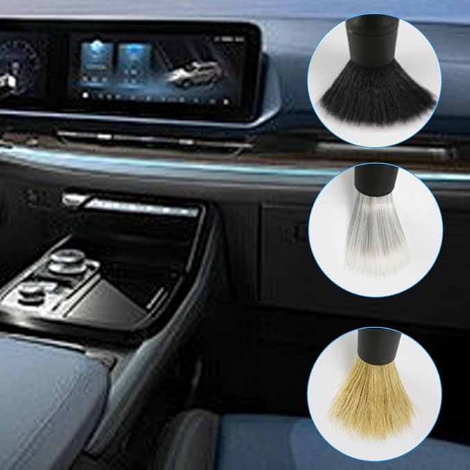 1 Pack 3 Pcs Car Detailing Brush,8.66 * 0.95in Automotive Brushes- Washing & Cleaning Air Vent for Wheels, Suitable for Most Cars, Trucks, Suvs