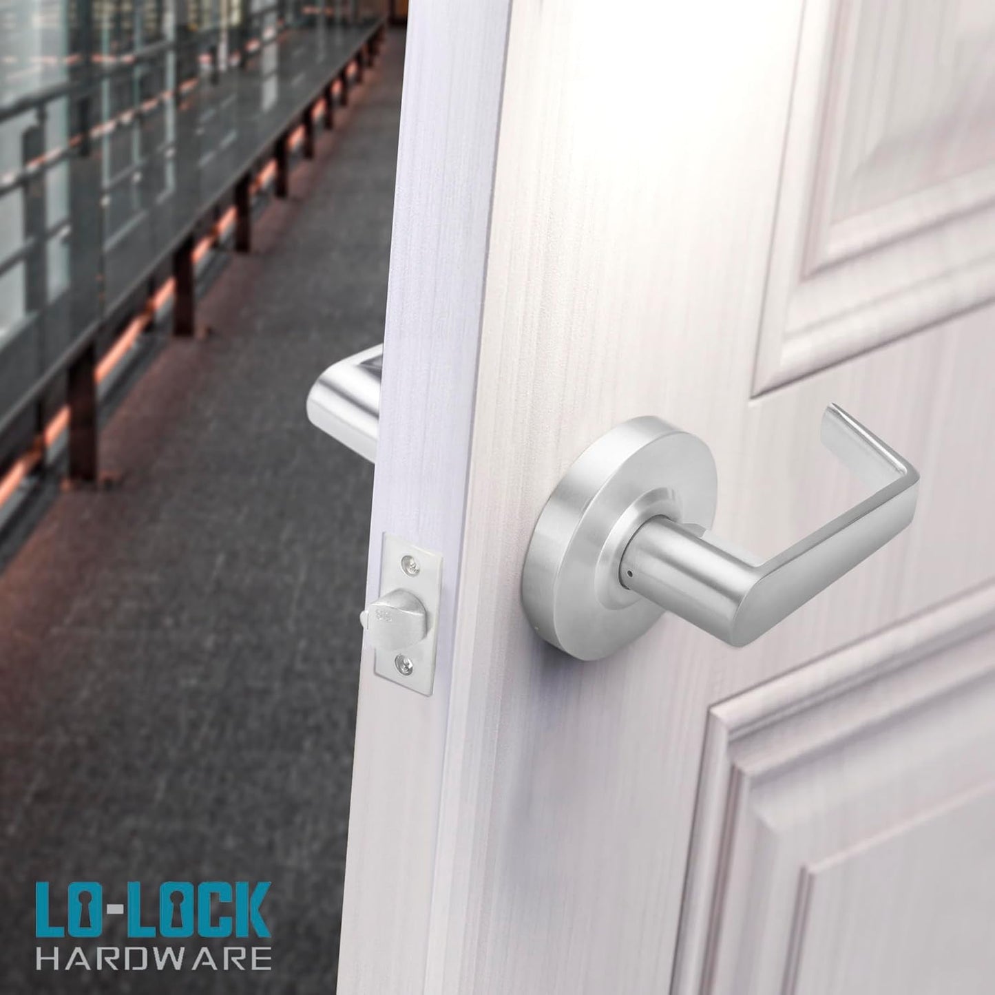 Commercial Lever Door Lock - Heavy-Duty Locking Door Handle, ADA Door Handles, Cylindrical Lever Lock, Non-Handed Grade 2 Industrial Door Handle, 26D Satin Chrome, Classroom Function