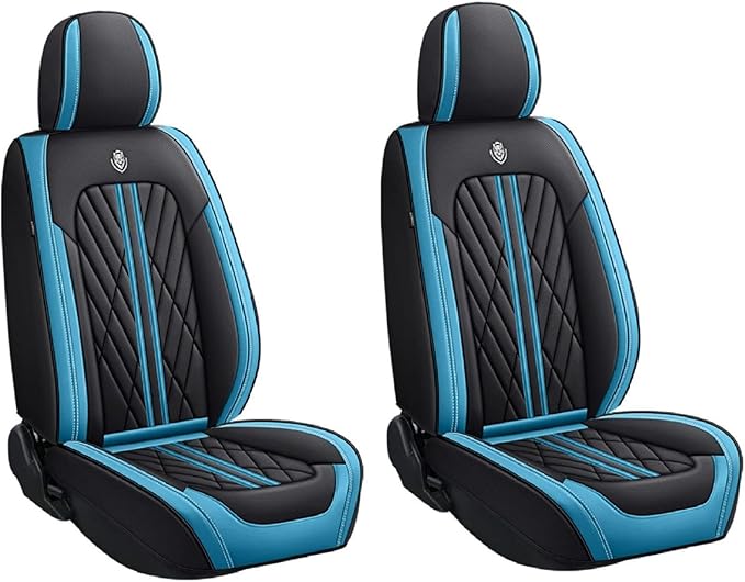 Premium Nappa Leatherette Car Seat Cover Set Custom Fit for Honda CR-V CRV 2000-2023 2024 2025 2026 Water-Proof Breathable Faux Leather Seat Cushion Protectors (Front 2 Seats,Black Cyan)