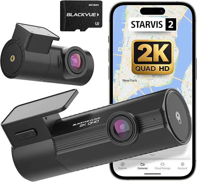 BlackVue Elite 8-2CH 256GB Dash Cam - 2K+2K Dash Cam Front and Rear, Dash Camera for Cars, Starvis 2, Dual HDR, Free SD Card, Wi-Fi, GPS, Night Vision, Smart Parking Mode, Smart Event Recording