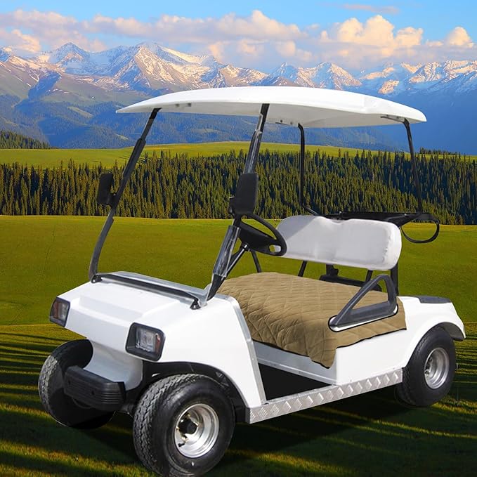 YOKYHOM Golf Cart Seat Covers for 2 & 4 Passenger Carts, Thick Short Plush with Non-Slip Backing, Ultra Soft Seat Towel Blanket, Fits EZGO, Club Car, Yamaha, 51"x30.5", Brown
