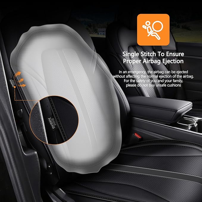 AOMSAZTO Car Seat Cover Fit for Tesla Model Y 2020 2024 - Half Surrounded Customized Seat Covers(Black with Stripe)