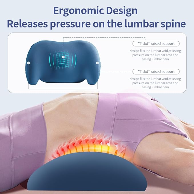 Lumbar Support Pillow for Office Chair, Car Lumbar Pillow Lower Back Pain Relief, Memory Foam Back Cushion with Adjustable Straps, Ergonomic Chair Back Pillow for Gaming Chair, Car, Bed (BLUE)