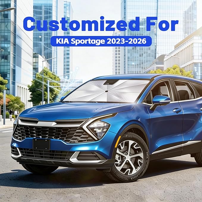 Car Windshield Sun Shade for Kia Sportage 2023-2026 –[Reflective Coated Fabric] Sunshade Umbrella for Front Window, Car Shades Sun Visor Keep Car Cool and Protects Interior, 1:1 Exact Fit