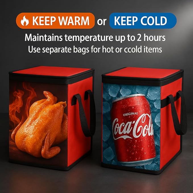 musbus 5 PACK RED extra large XXXL Insulated Food Delivery Bag Cooler Bags Keep Food Warm Catering Therma for doordash Catering Cooler Bags Keep Food Warm Catering Therma Catering Shopper hot XXXL