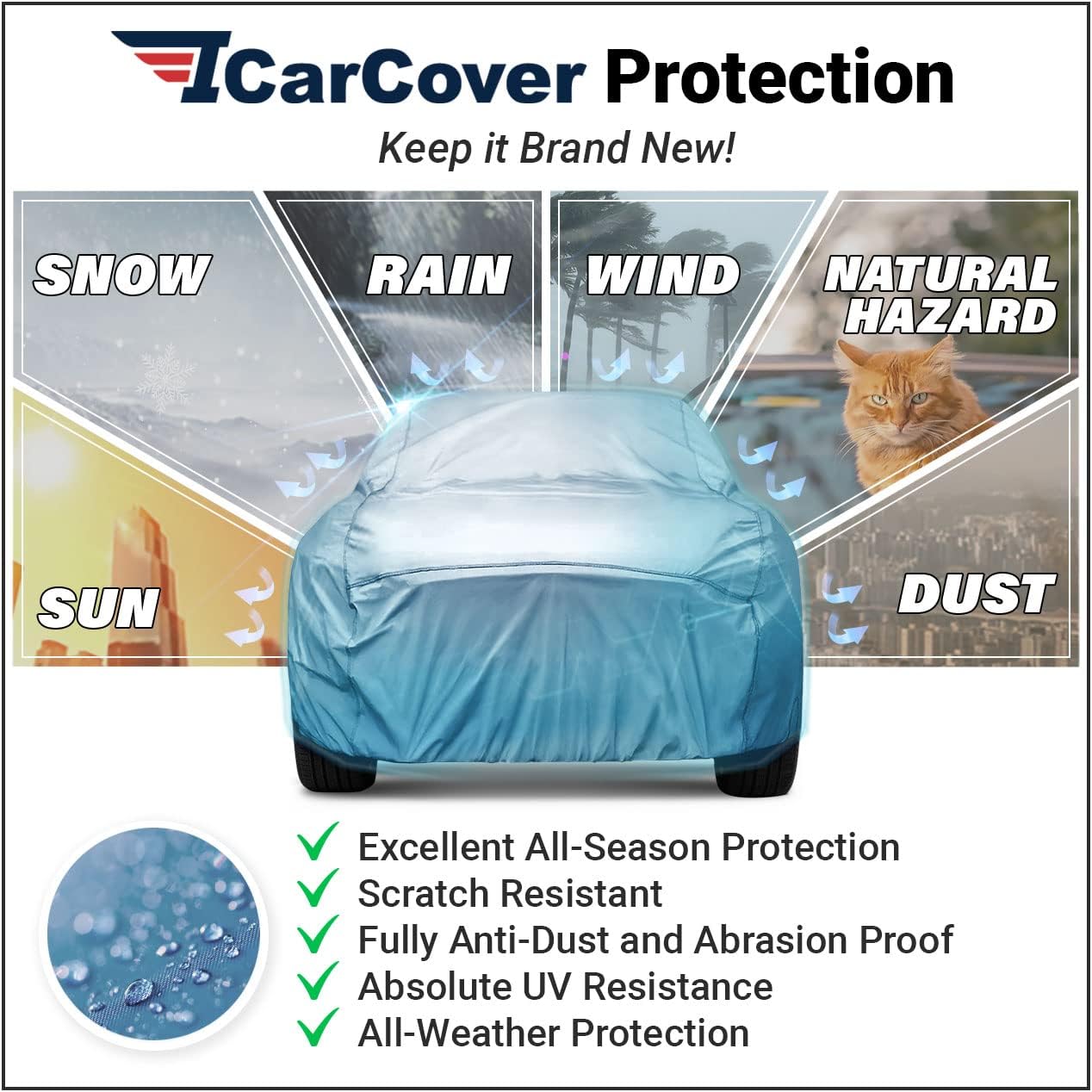 iCarCover Premium Car Cover for 1941-1948 Chevy Aerosedan Fleetline Heavy Duty Waterproof All-Weather Automobiles Custom Fit Indoor Outdoor UV Snow Protection Covers with Straps and Bag