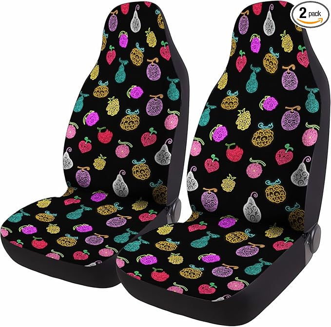 GENANY Power Fruit Car Seat Covers Set of 2, Breathable Front Seat Covers for Truck Sedan SUV, Anime Car Accessories, Anime Gift for Women Men