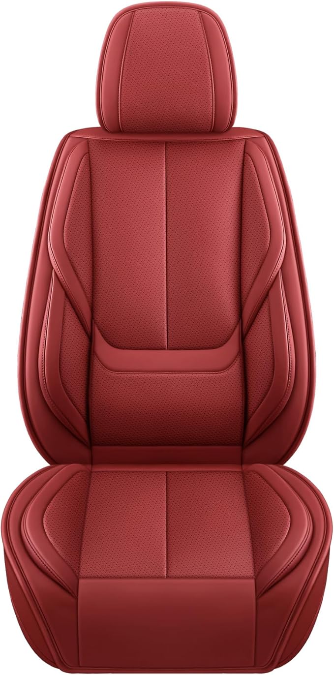 Front Car Seat Covers, Leather Car Seat Covers, Fit for Most Cars SUV and Most Sedan Red