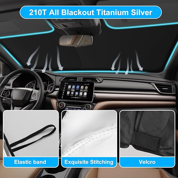 Car Sun Shade for 2023 2024 2025 2026 Honda CRV Windshield Sun Shade, Sun Visor Windshield Screen Cover for Honda CR-V Front Window Sunshade Foldable Auto Interior Accessories UV Block to Keep Cool