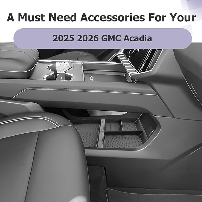 LUWU Lower Center Console Organizer Compatible with 2024-2026 GMC Acadia Elevation/AT4/Denali Accessories Armrest Console Storage Box Armrest Organizer Insert Tray Glove Organizer Tray ABS Material