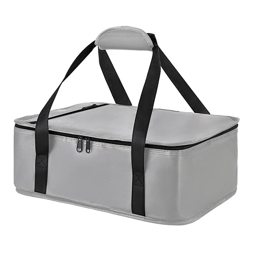 Bodaon Insulated Casserole Carrier Bag, Fits 9"x13" and 11"x15" Baking Dish with Lid, Casserole Carriers for Hot or Cold Food for Transport (Grey)