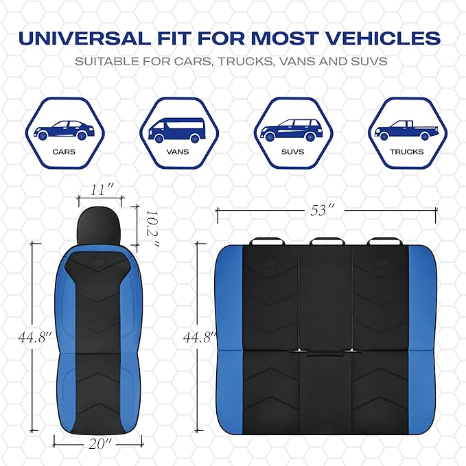 Skechers Memory Foam Seat Covers,Leather Car Seat Covers, Ultimate Comfort & Support Front Seat Covers Airbag Compatible, Automotive Universal Fit Most for SUVs, Vans, Sedans, Cars, Trucks,Blue
