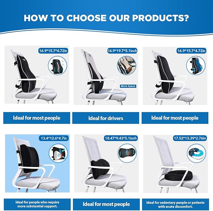 Lumbar Support Pillow for Office Chair Car Lumbar Pillow,Memory Foam Back Cushion with Breathable 3D Mesh Lumbar Support Orthopedic Backrest for Lower Back Pain Relief Ergonomic, LowerBackSupportBlack