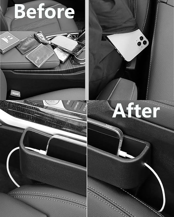 Car Seat Gap Filler Organizer, Seat Side Gap Plug with Storage Avoids Things Falling, Universal Fit Fill the Gap Between Seat and Console, Perfect for Car, SUV, Truck (Brown-1 Pack)