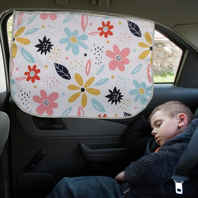 Car Window Shades for Side Windows Baby and Kids,Car Back Window Sun Shade Covers,Strong Magnetic Sunshades Curtains for Truck,27.5" x 19.5" (Flower)