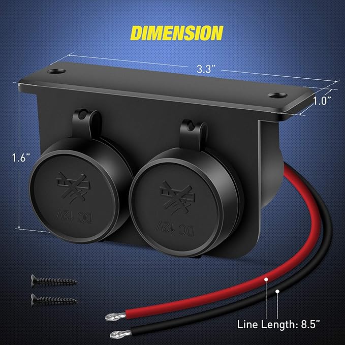 Nilight Dual Cigarette Lighter Socket 12V Lighter Power Outlet 2 Cigarette Lighter Double Plug Splitter Waterproof for GPS Dash Cam Car Marine Truck ATV RV